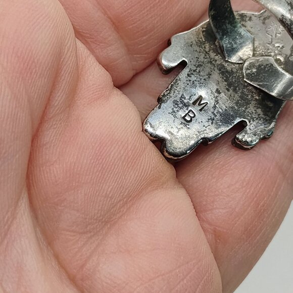 Vtg Zuni Signed Madeline Beyuka Olla Maiden Sterling Inlay Gemstone Ring Sz 7.5 - Picture 5 of 9